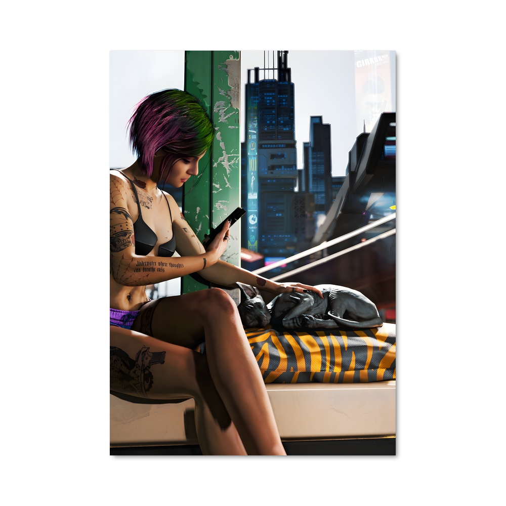 Poster Judy en Pause – affiche Cyberpunk